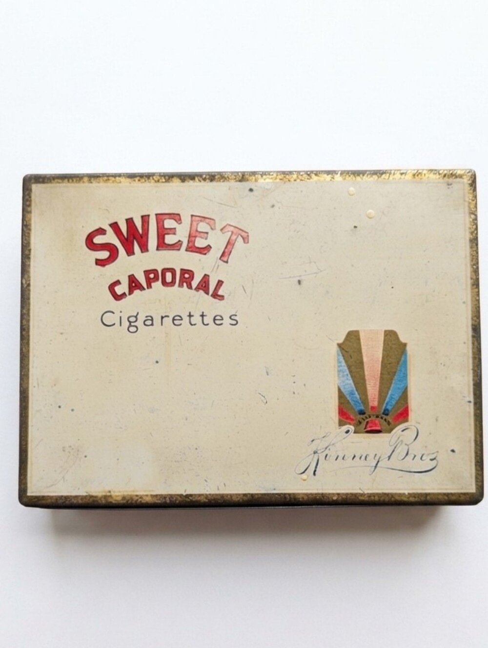 1940s Sweet Caporal Cigarettes Flat-50 Tin — Mid-Century Tobacciana Collectible